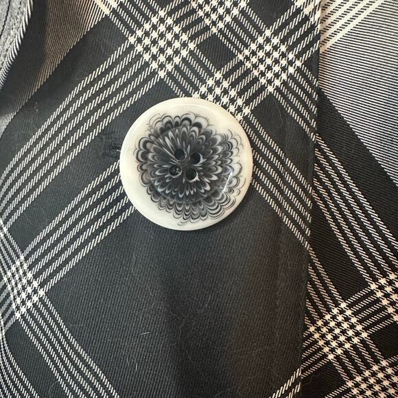 Axcess Liz Claiborne Plaid Belted Trench Coat Size M Black White Chic Preppy - Picture 6 of 12